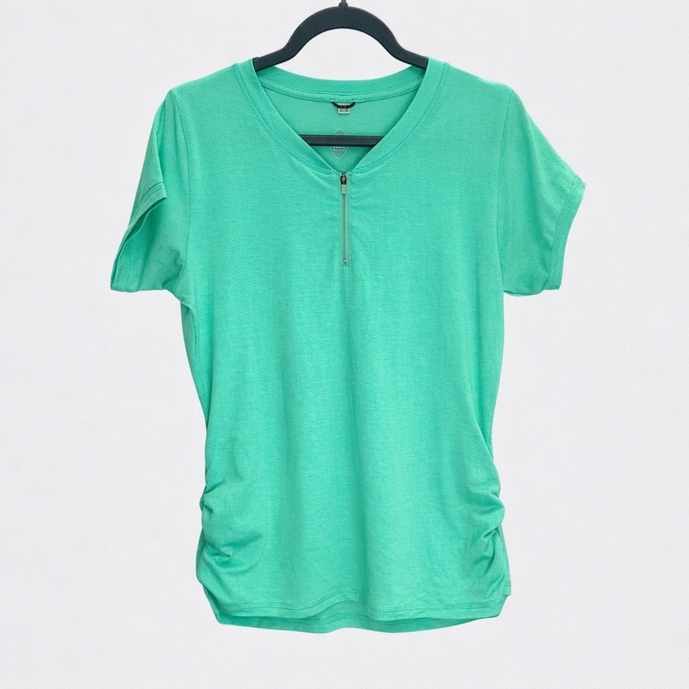 Club Ride Deer Abby‎ Green Short Sleeve 1/4 Zip MTB Jersey Shirt Size L Cycling